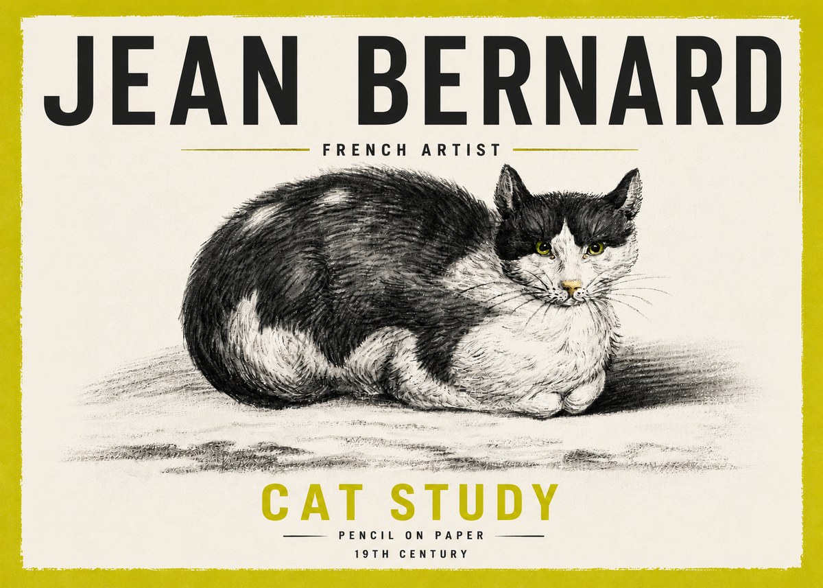 Jean Bernard Cat Study II No5 - Poster