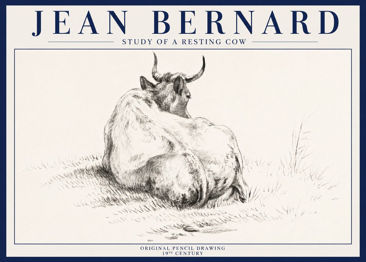 Jean Bernard Study of a Resting Cow I No3 - Poster