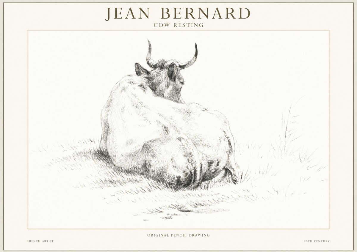 Jean Bernard Study of a Resting Cow I No5 - Poster