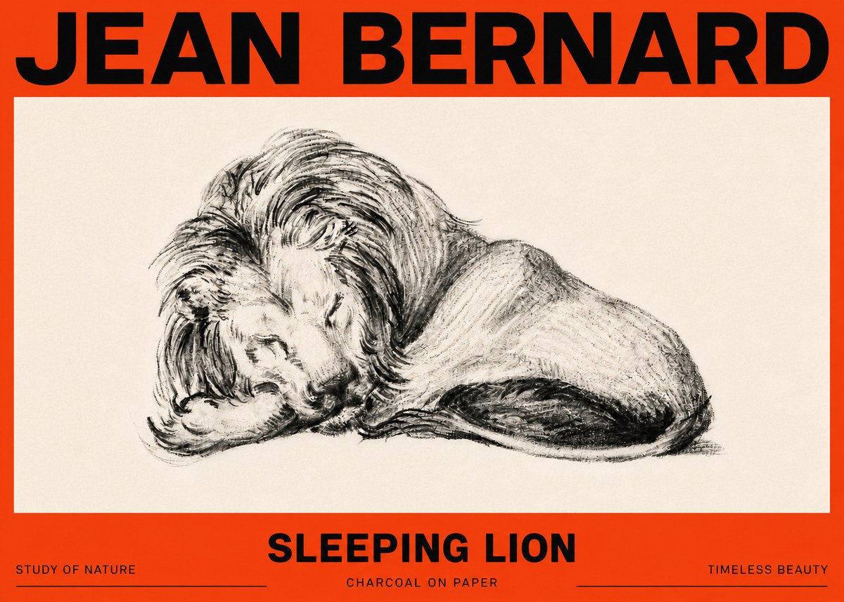 Jean Bernard Sleeping Lion No6 - Poster
