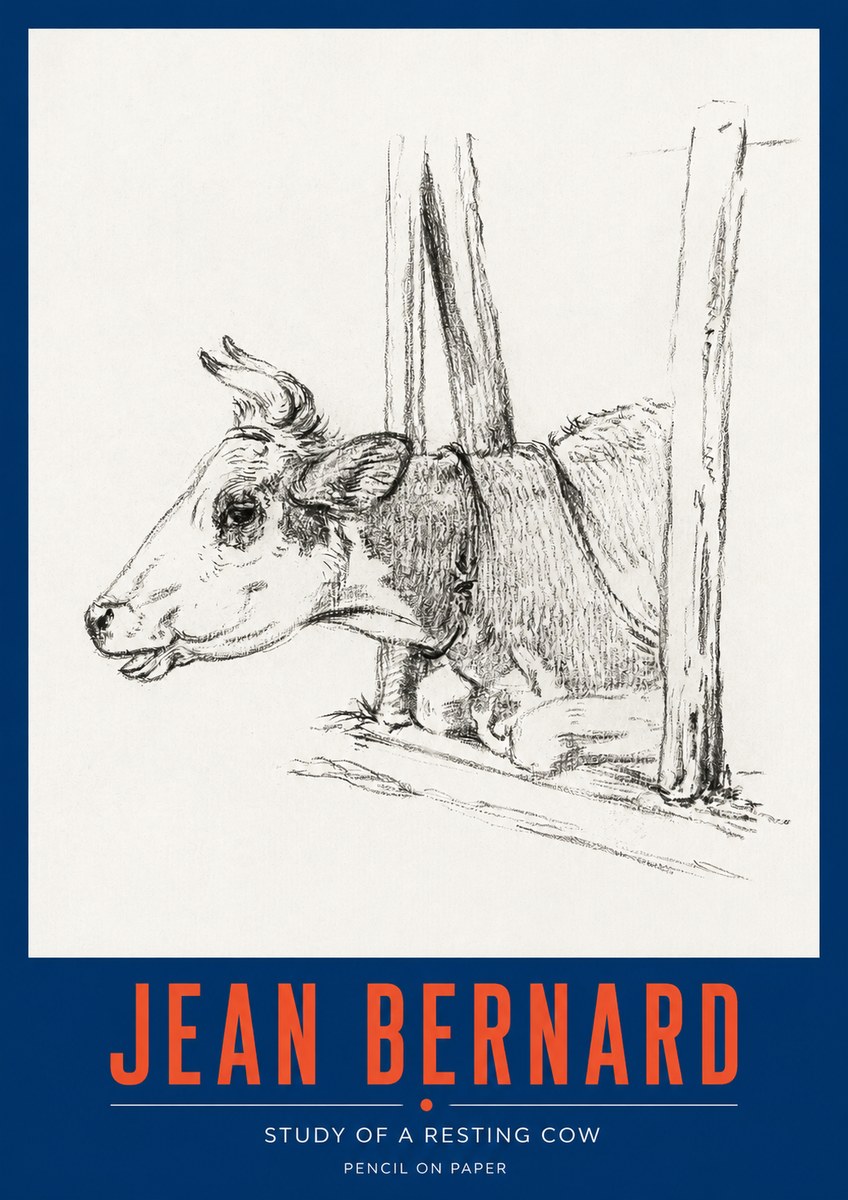 Jean Bernard Study of a Resting Cow II No2 - Poster