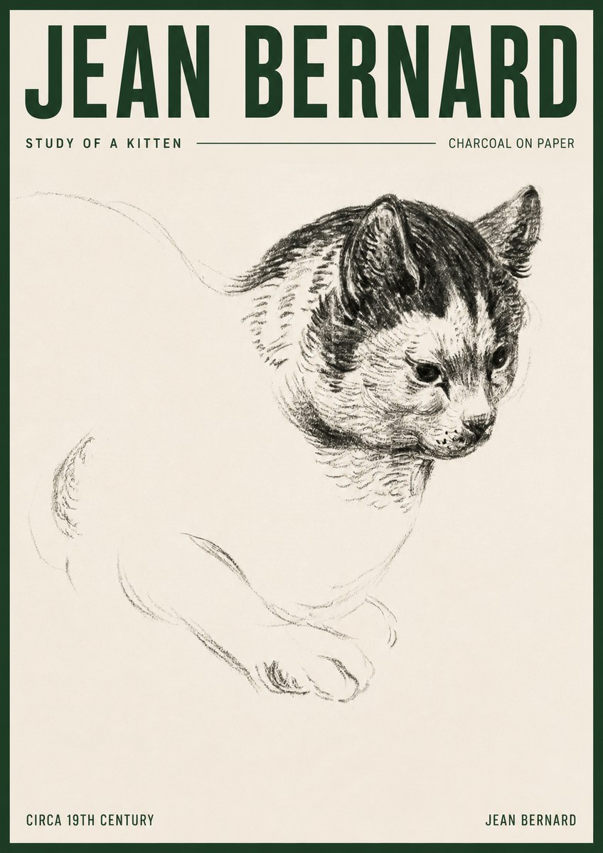 Jean Bernard Study of a Kitten I No3 - Poster