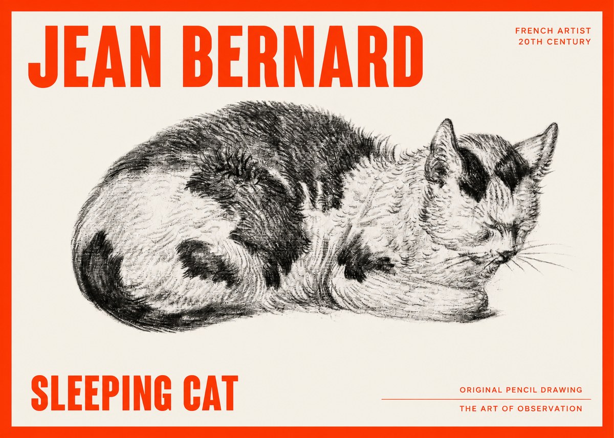 Jean Bernard Sleeping Cat I No6 - Poster