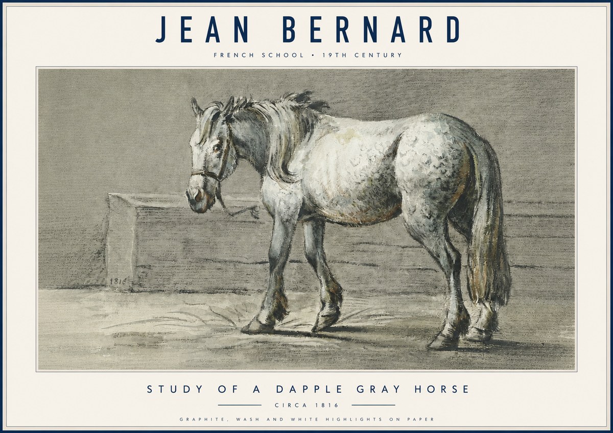 Jean Bernard Study of a Dapple Gray Horse No6 - Poster