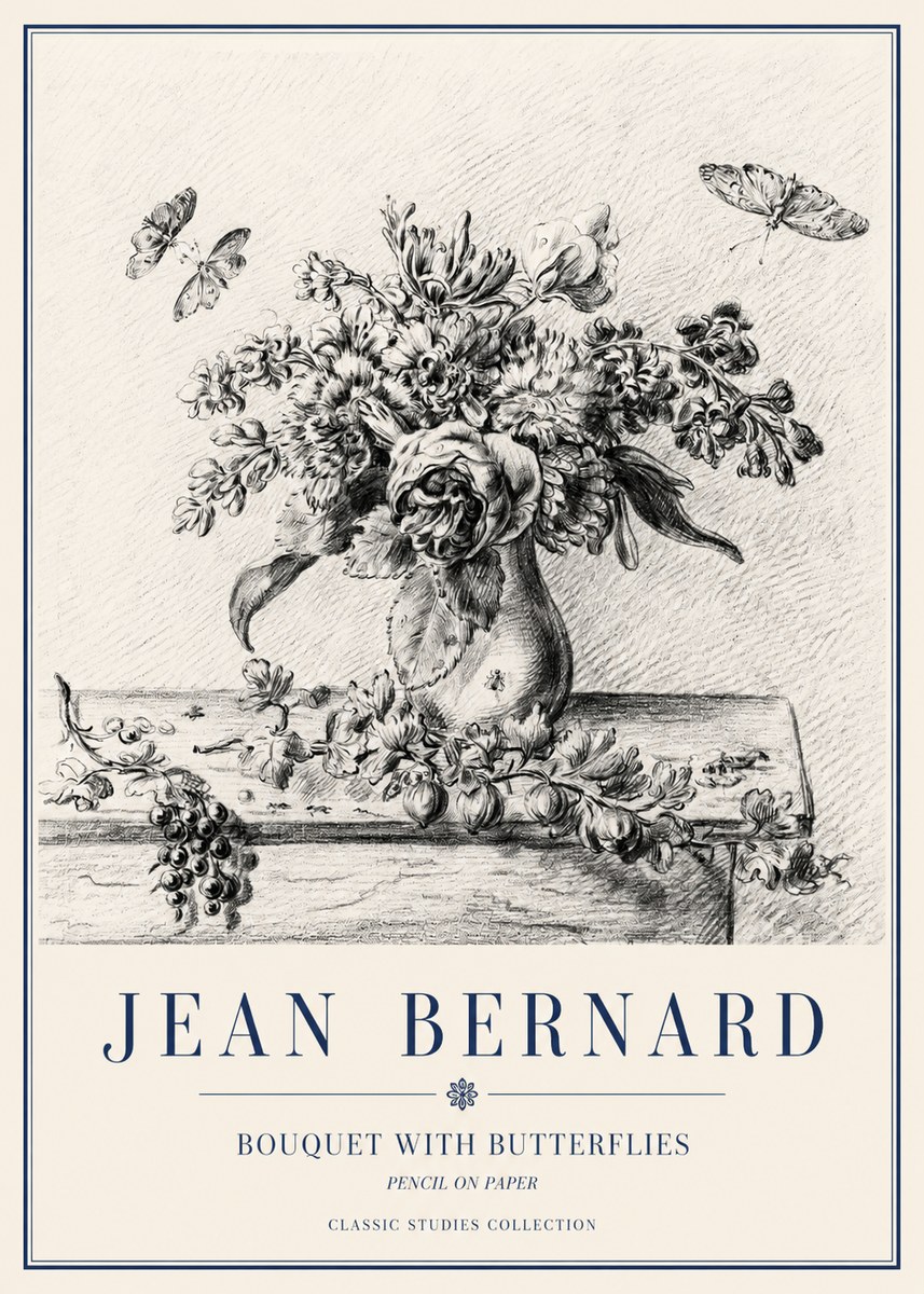 Jean Bernard Floral Still Life with Insects No5 - Poster