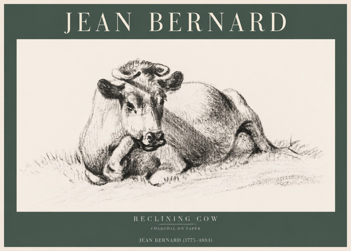Jean Bernard Reclining Cow I No2 - Poster