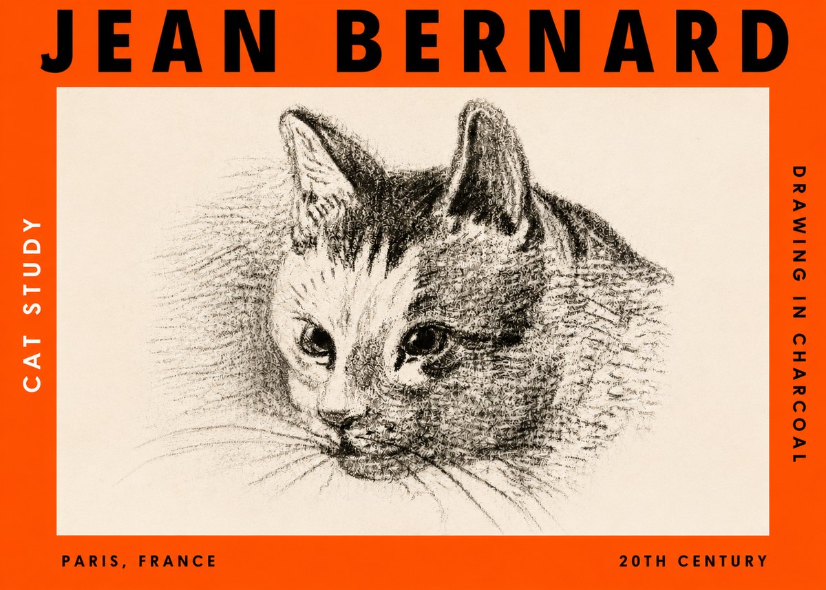 Jean Bernard Cat Study III No3 - Poster