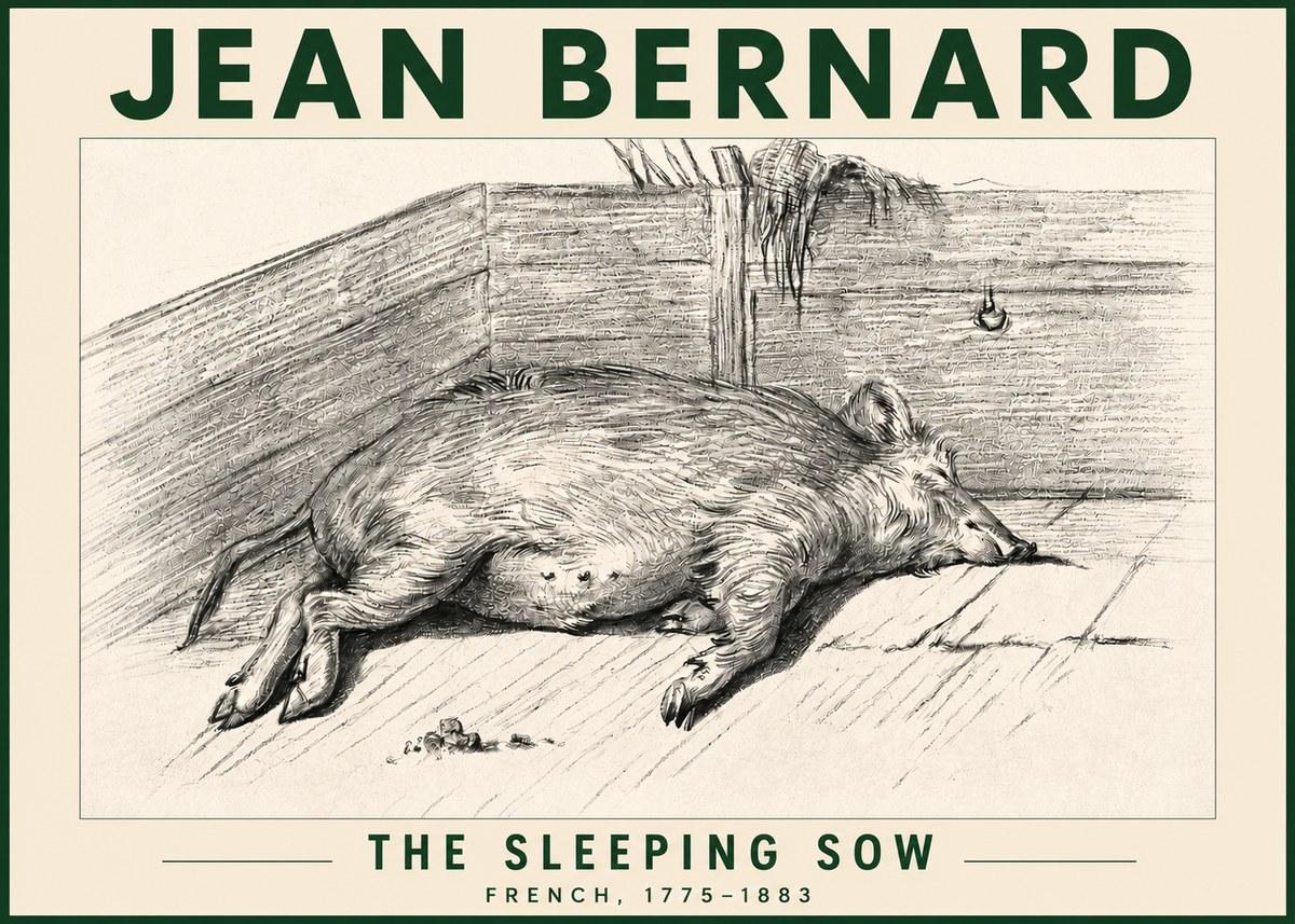 Jean Bernard The Sleeping Sow No4 - Poster