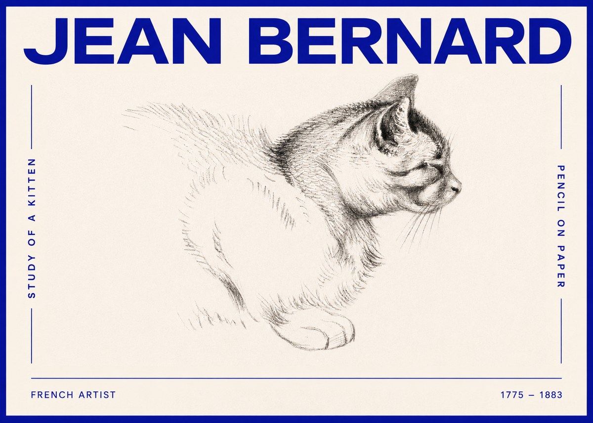 Jean Bernard Study of a Kitten II No4 - Poster
