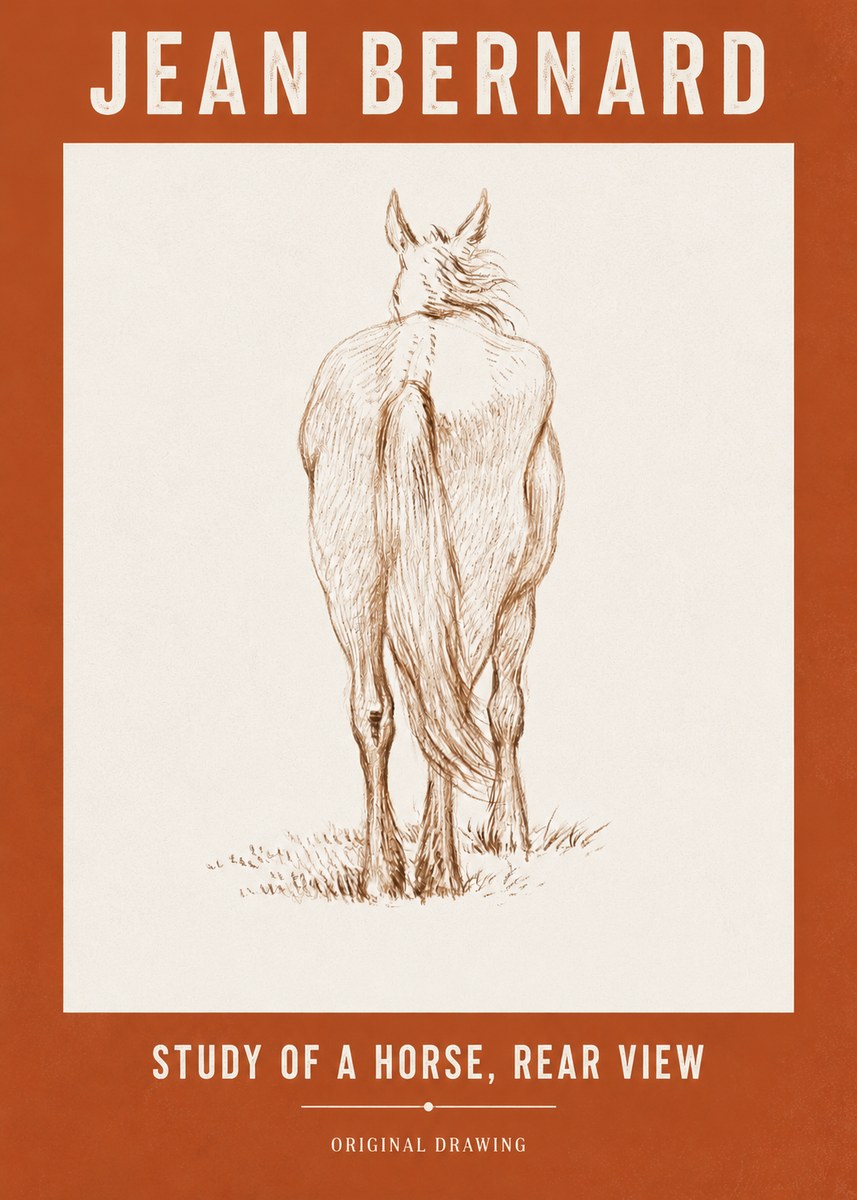 Jean Bernard Study of a Horse, Rear View No3 - Poster