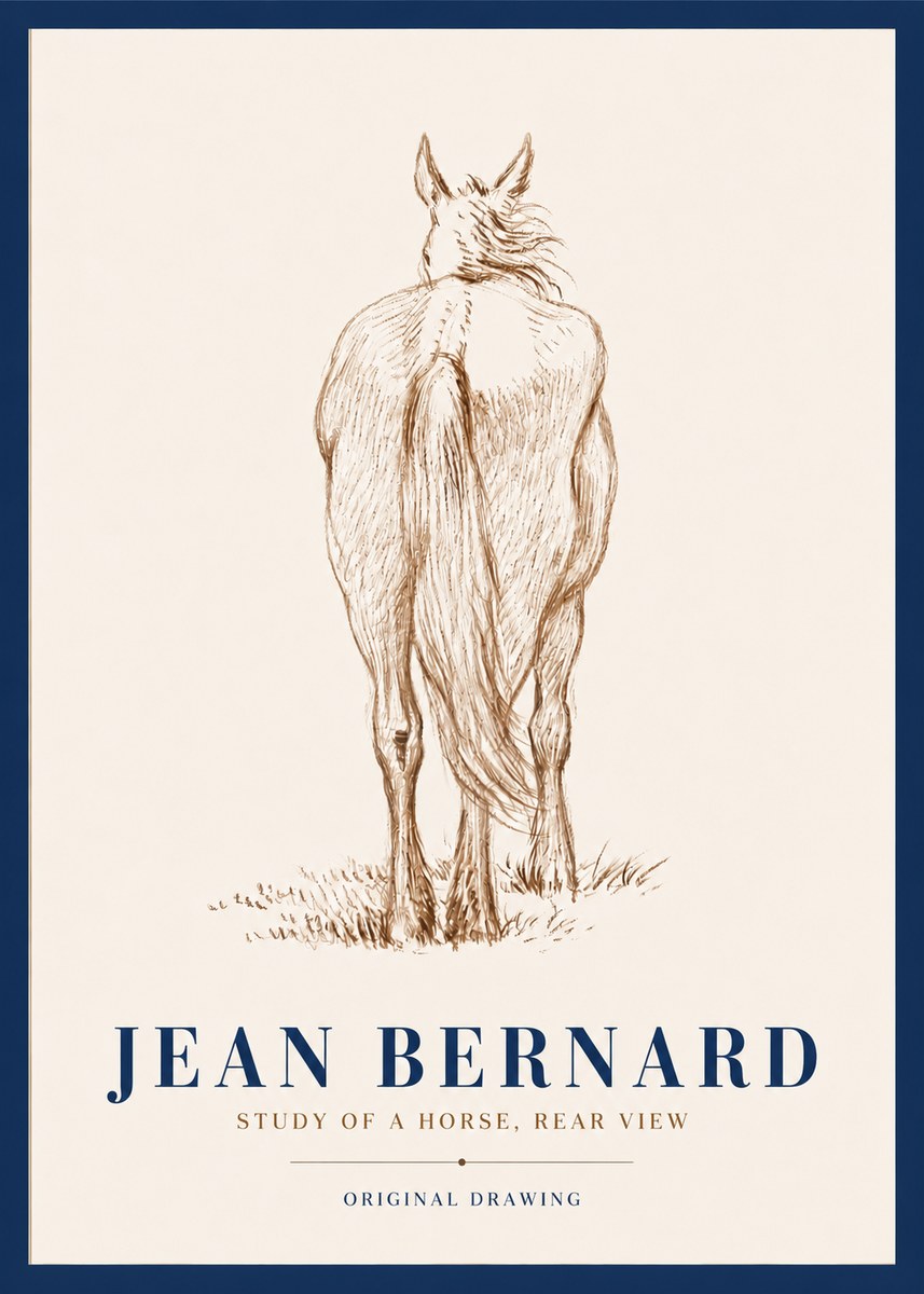Jean Bernard Study of a Horse, Rear View No4 - Poster