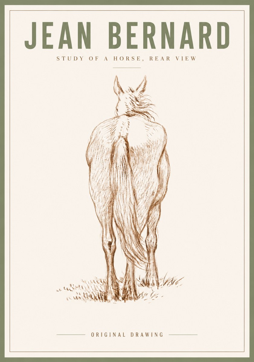 Jean Bernard Study of a Horse, Rear View No5 - Poster