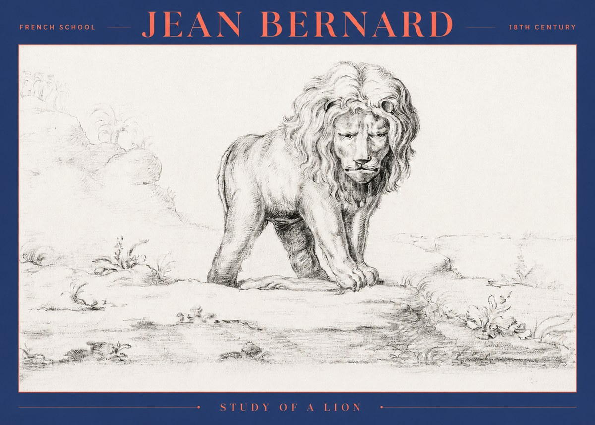 Jean Bernard Study of a Lion I No2 - Poster