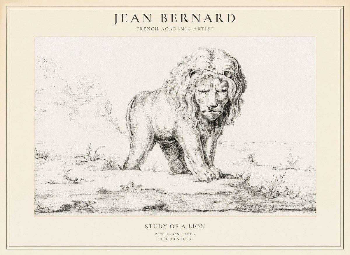 Jean Bernard Study of a Lion I No5 - Poster