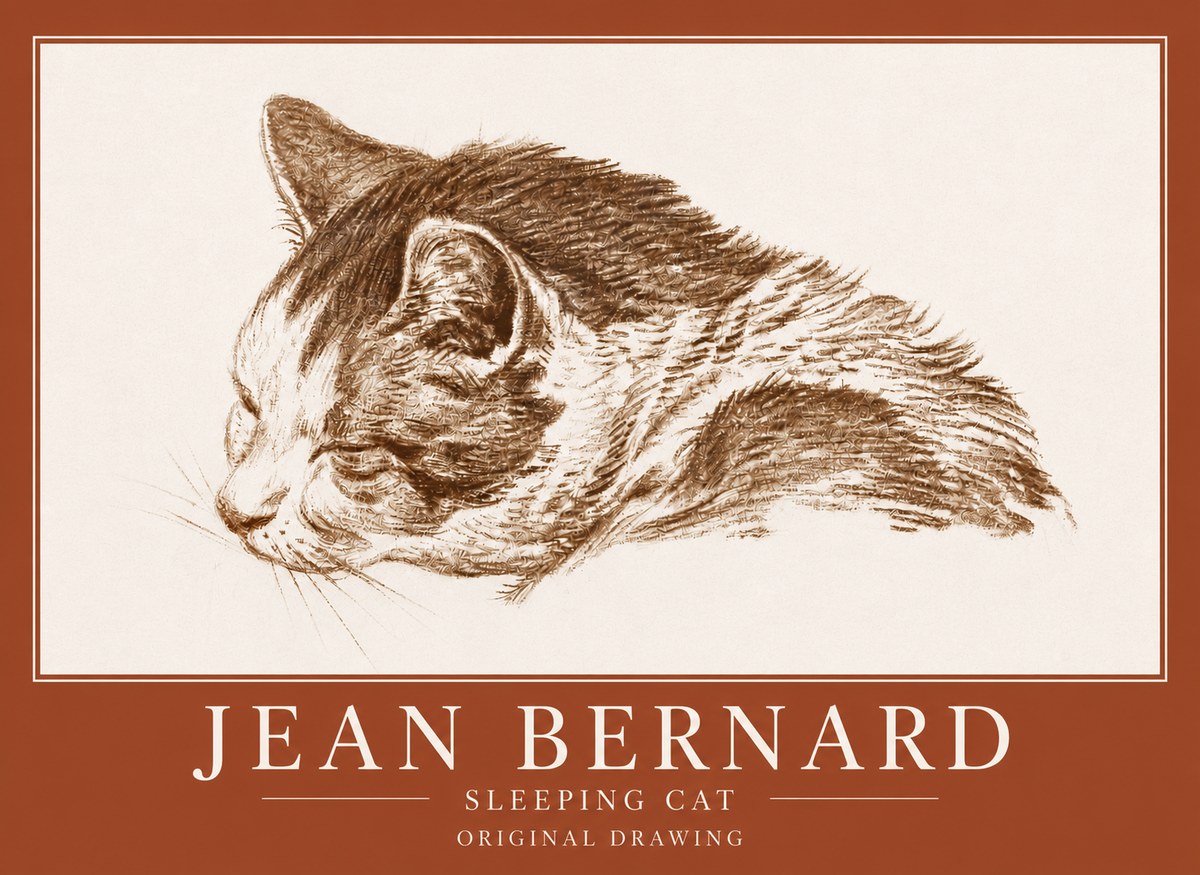 Jean Bernard Sleeping Cat II No4 - Poster