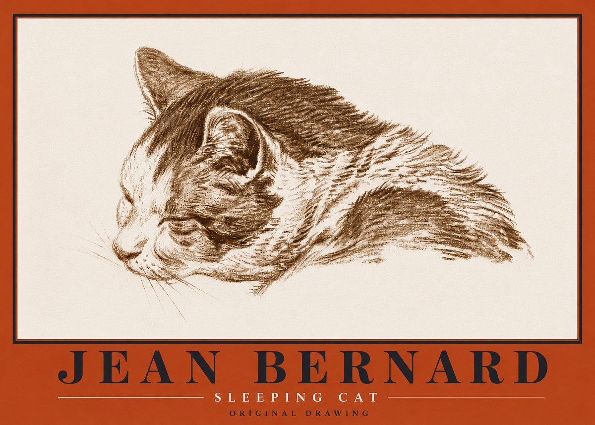 Jean Bernard Sleeping Cat II No5 - Poster