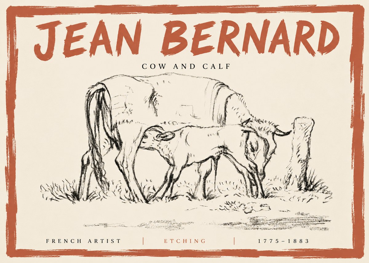 Jean Bernard Cow and Calf I No5 - Poster