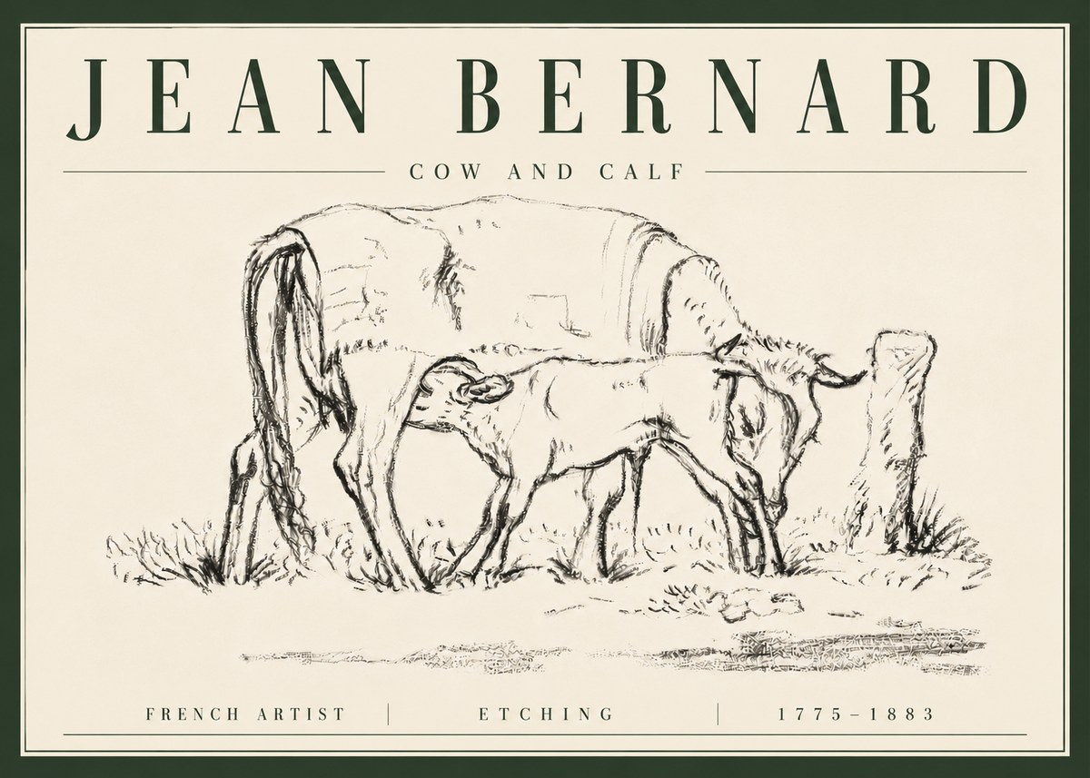 Jean Bernard Cow and Calf I No6 - Poster