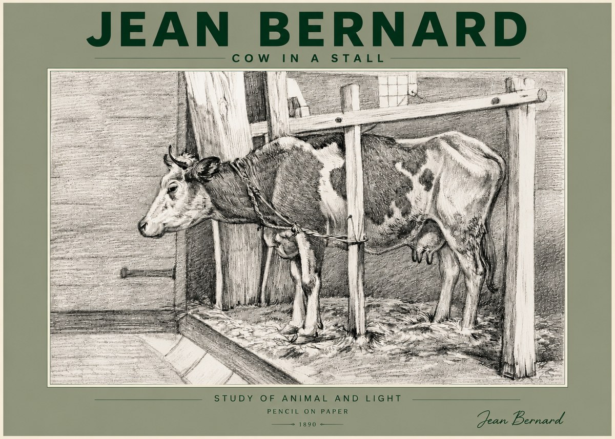 Jean Bernard Cow in a Stall No5 - Poster
