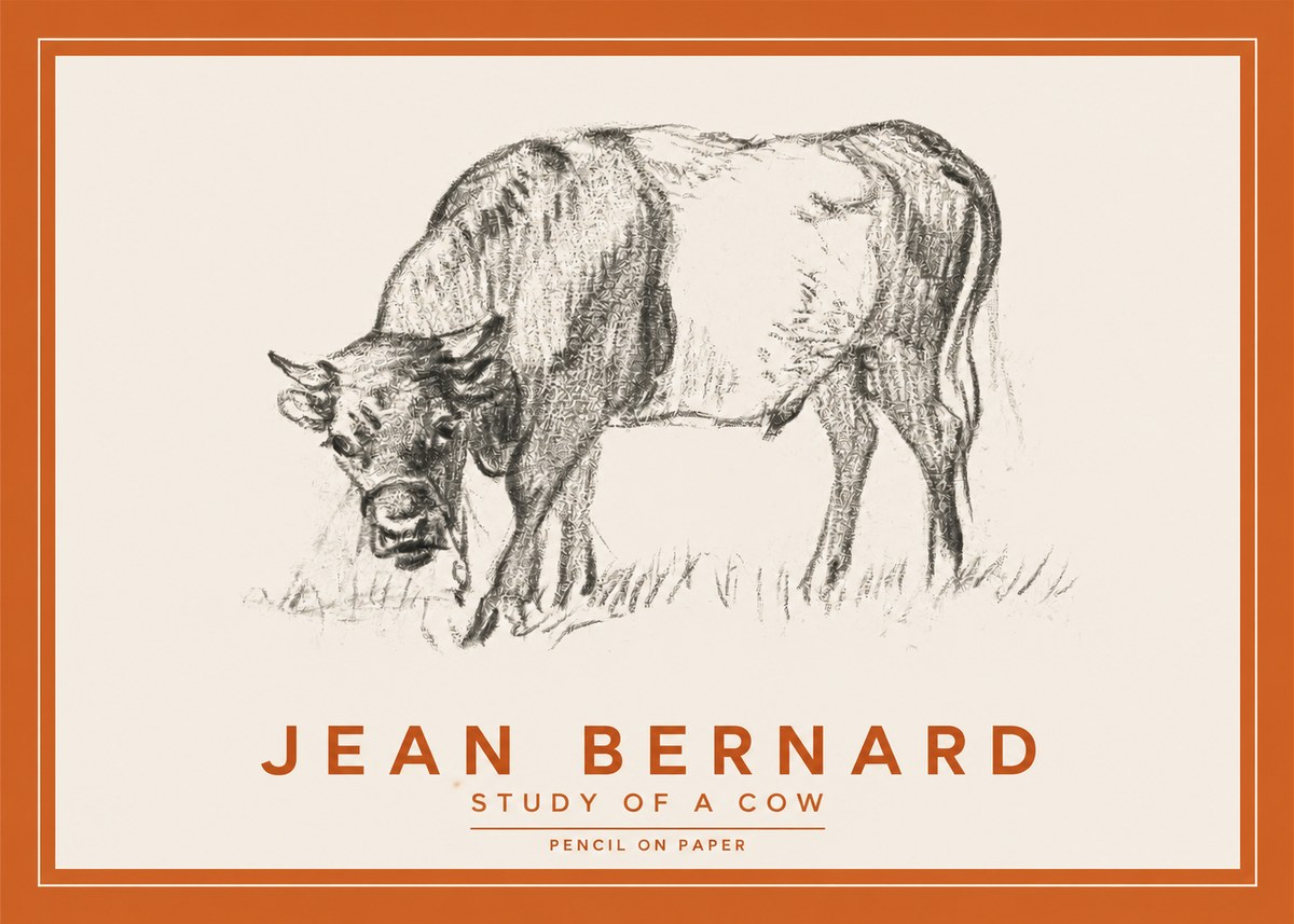 Jean Bernard Study of a Cow II No2 - Poster