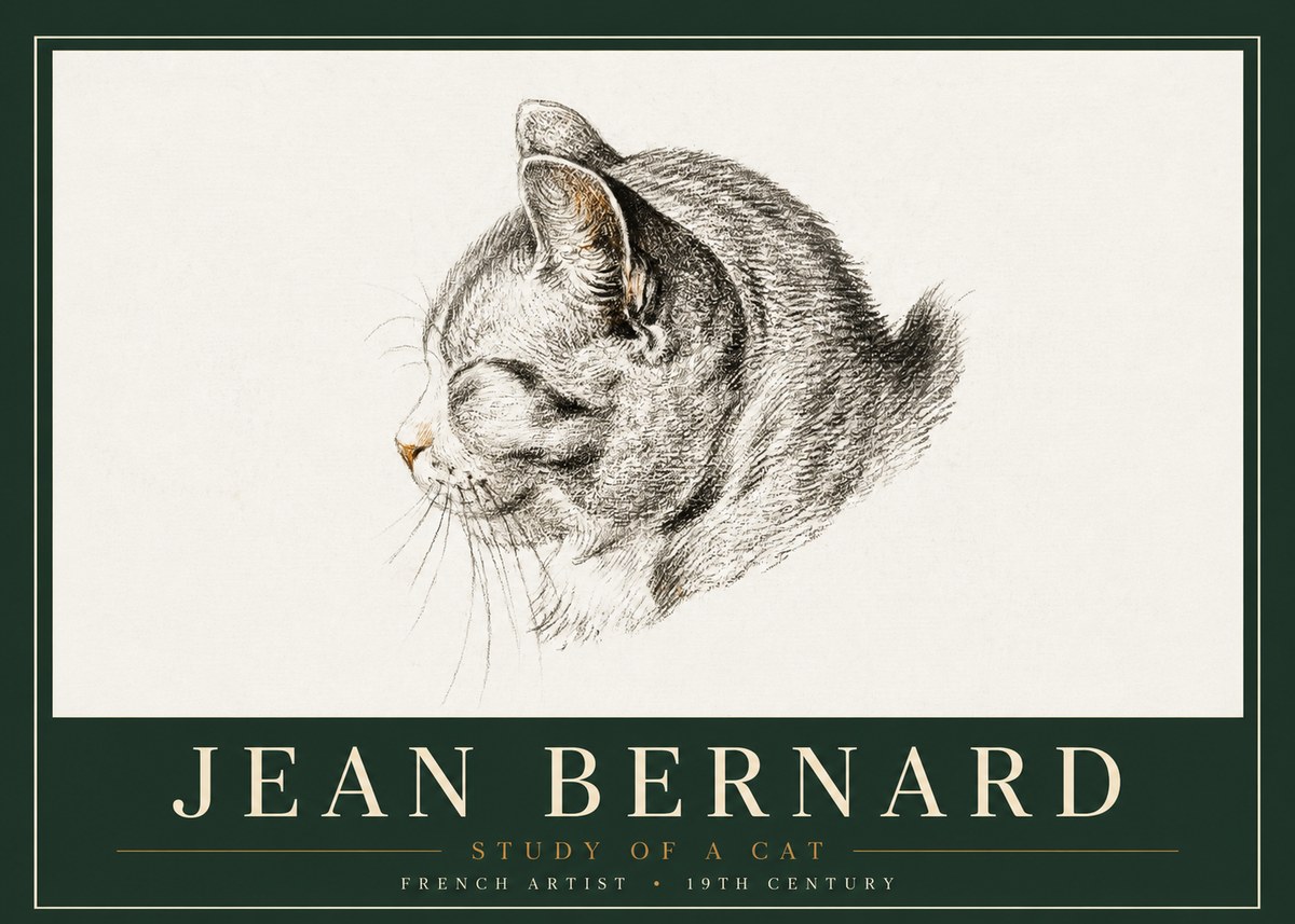 Jean Bernard Study of a Cat I No4 - Poster