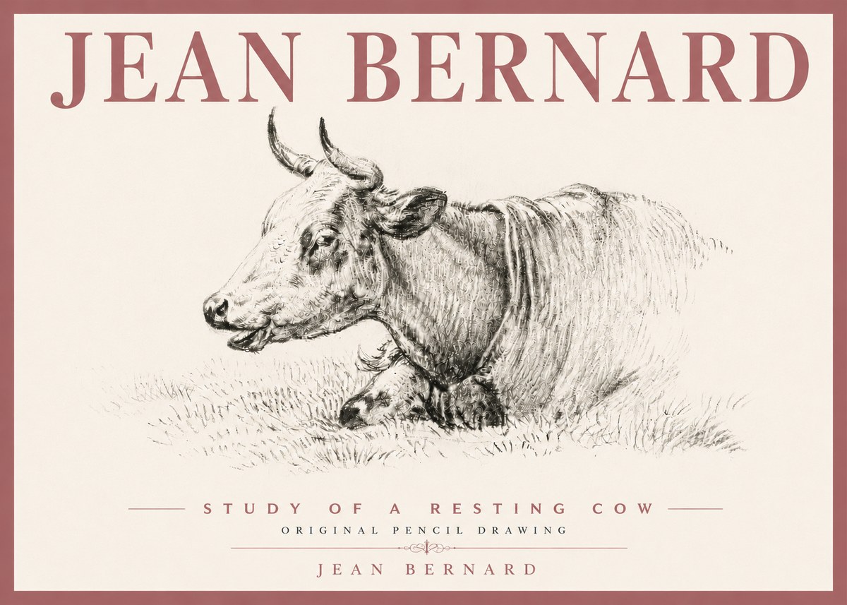 Jean Bernard Study of a Resting Cow IV No6 - Poster