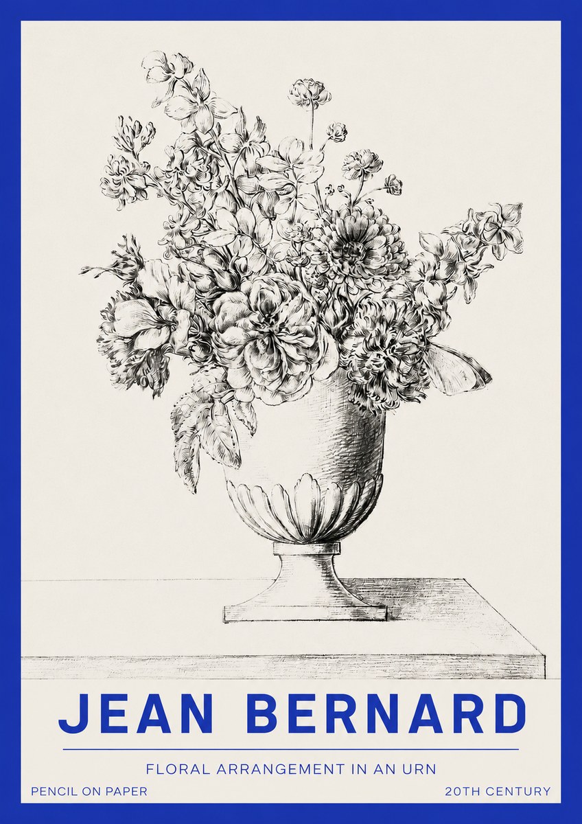 Jean Bernard Floral Arrangement in an Urn No2 - Poster