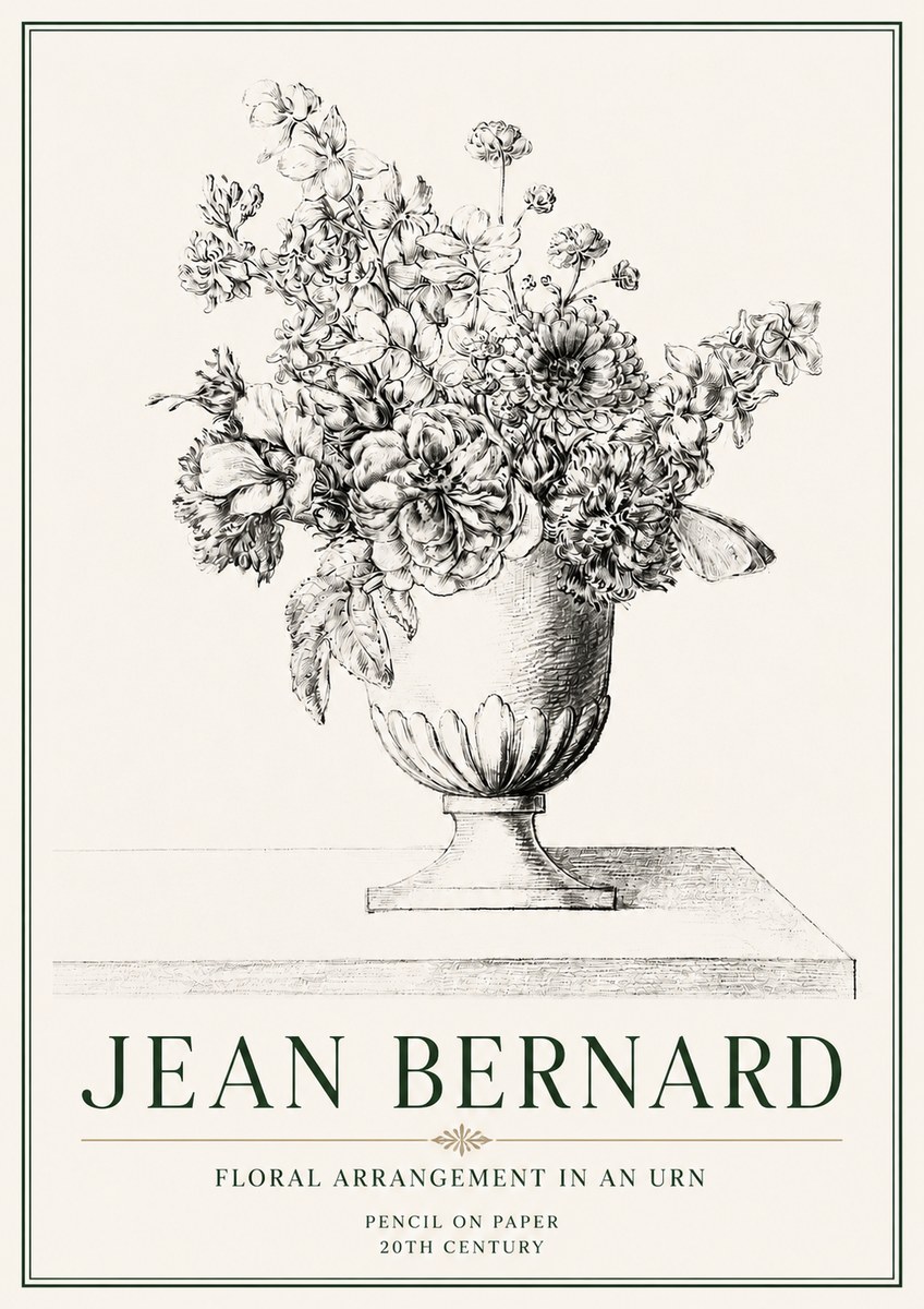 Jean Bernard Floral Arrangement in an Urn No4 - Poster