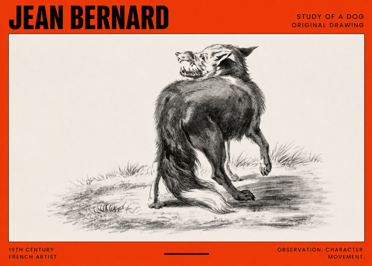 Jean Bernard Study of a Dog II No2 - Poster