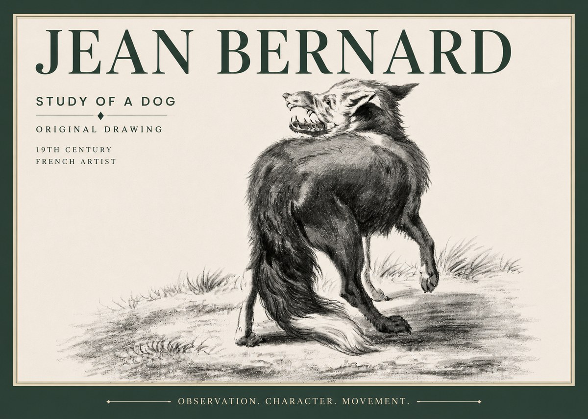 Jean Bernard Study of a Dog II No6 - Poster