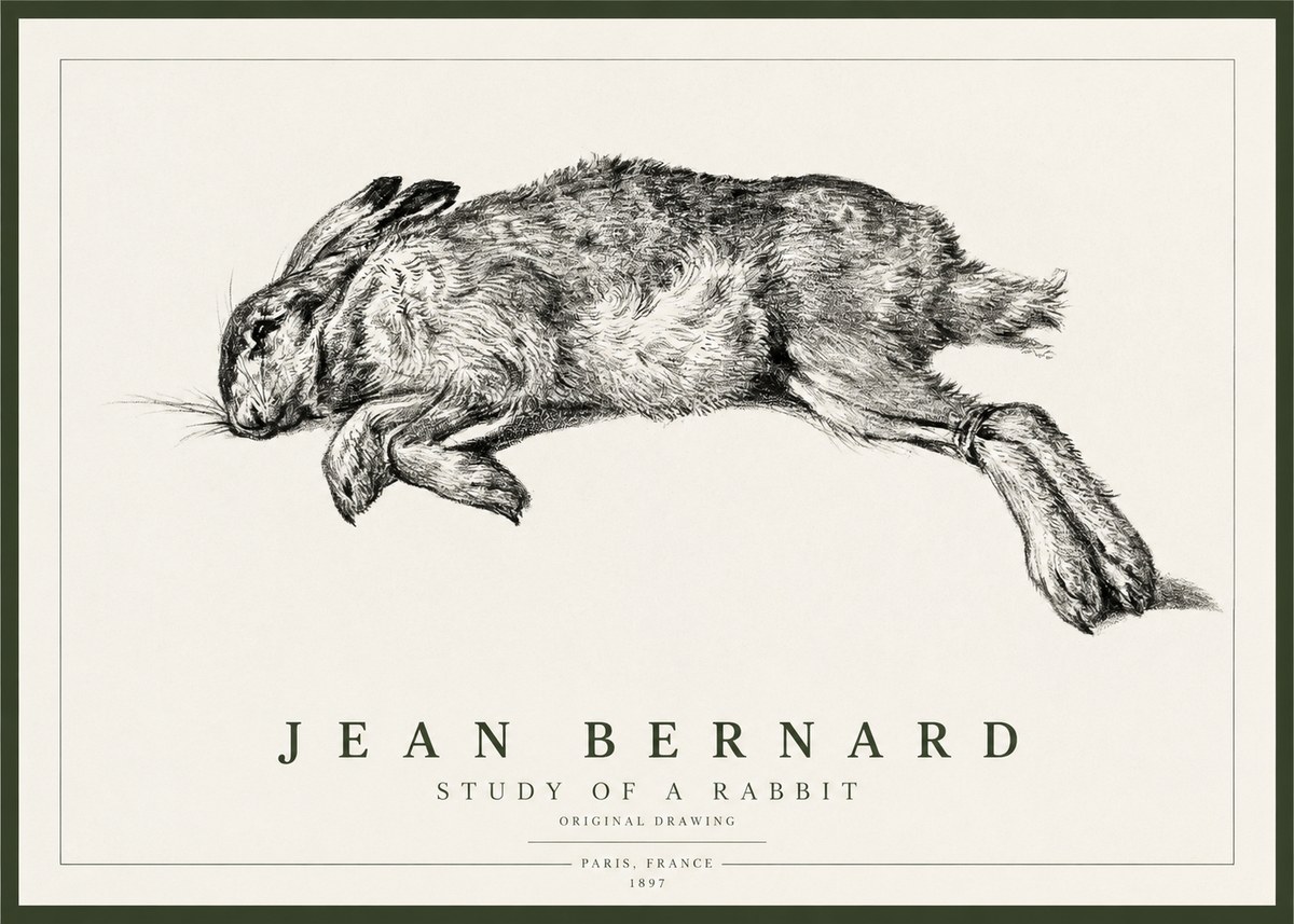 Jean Bernard Study of a Rabbit No1 - Poster