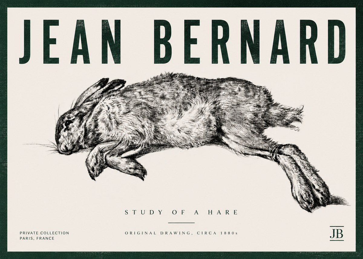 Jean Bernard Study of a Rabbit No6 - Poster