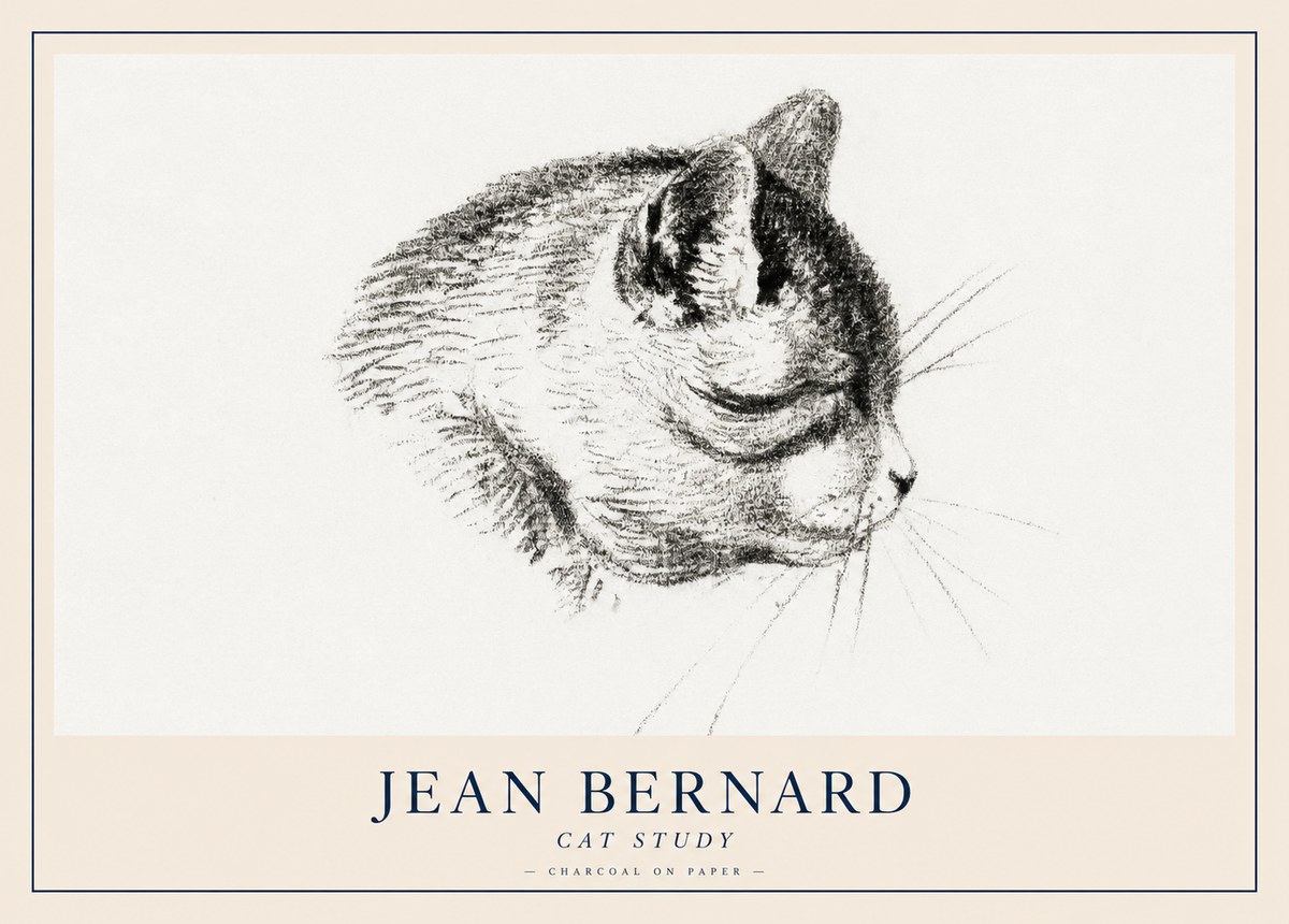 Jean Bernard Cat Study IV No2 - Poster