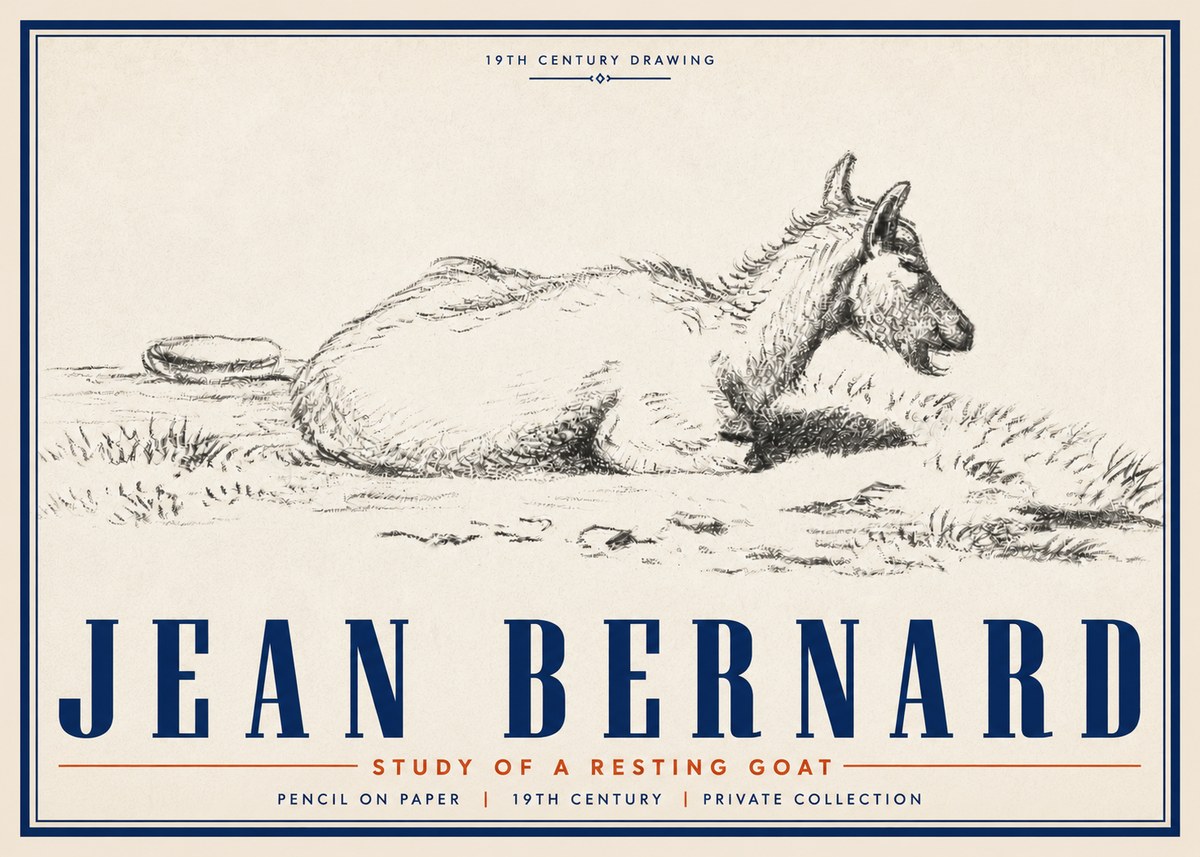 Jean Bernard Study of a Resting Goat No5 - Poster