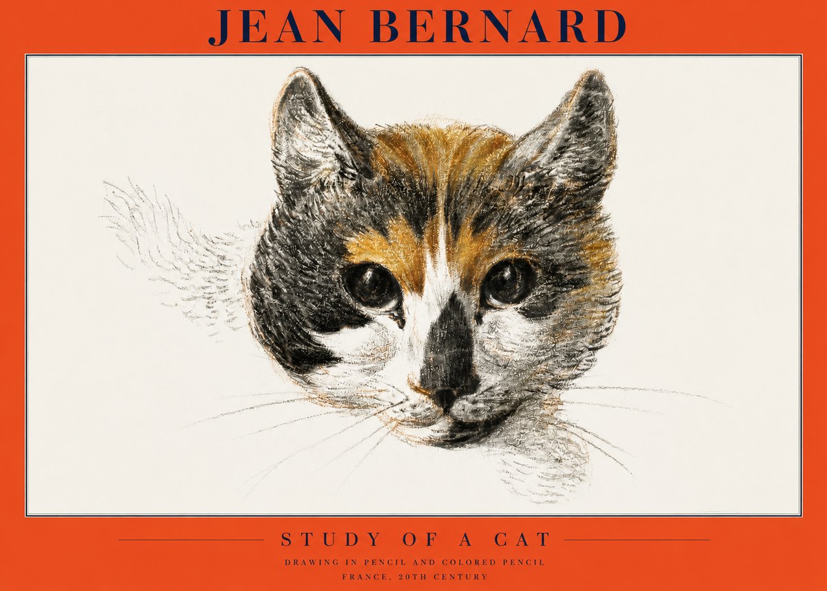 Jean Bernard Study of a Cat II No2 - Poster