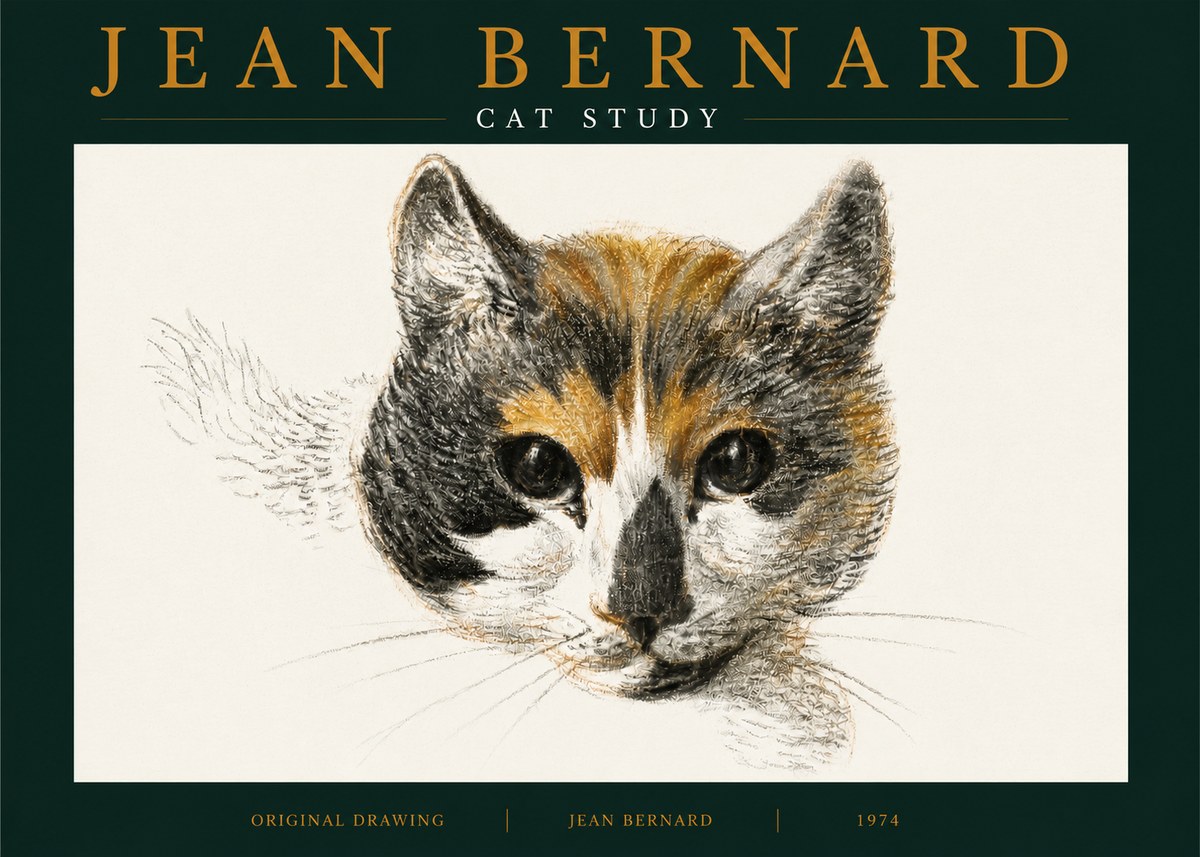 Jean Bernard Study of a Cat II No5 - Poster