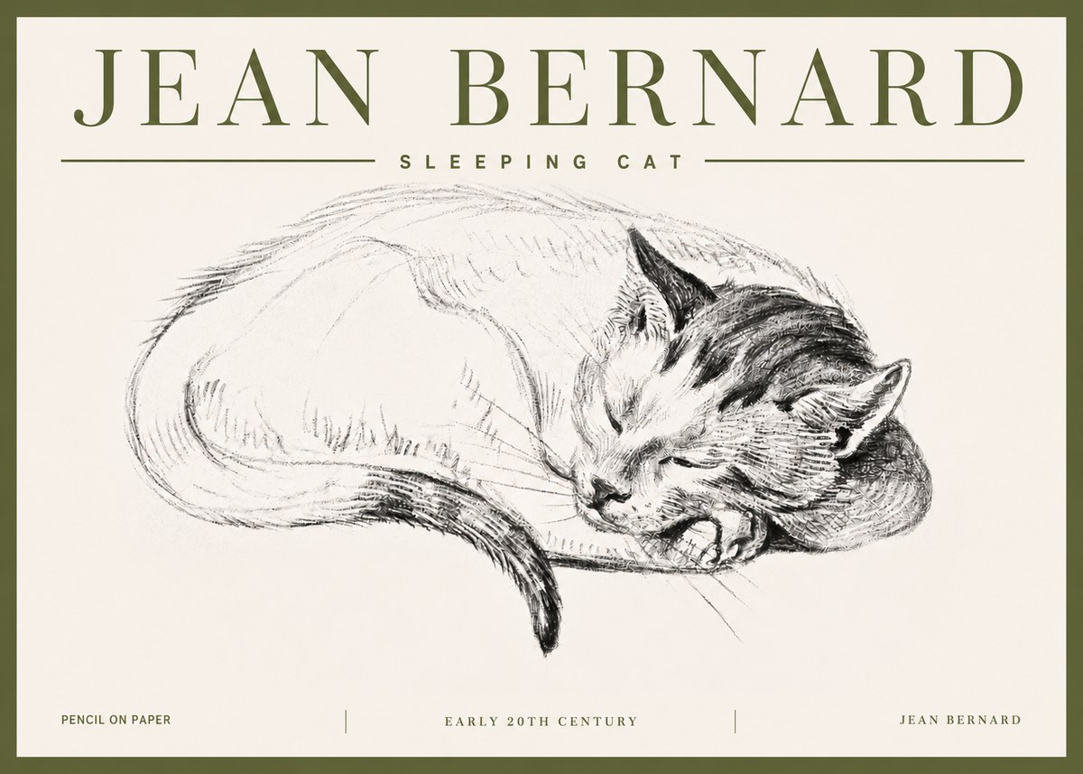 Jean Bernard Sleeping Cat IV No5 - Poster