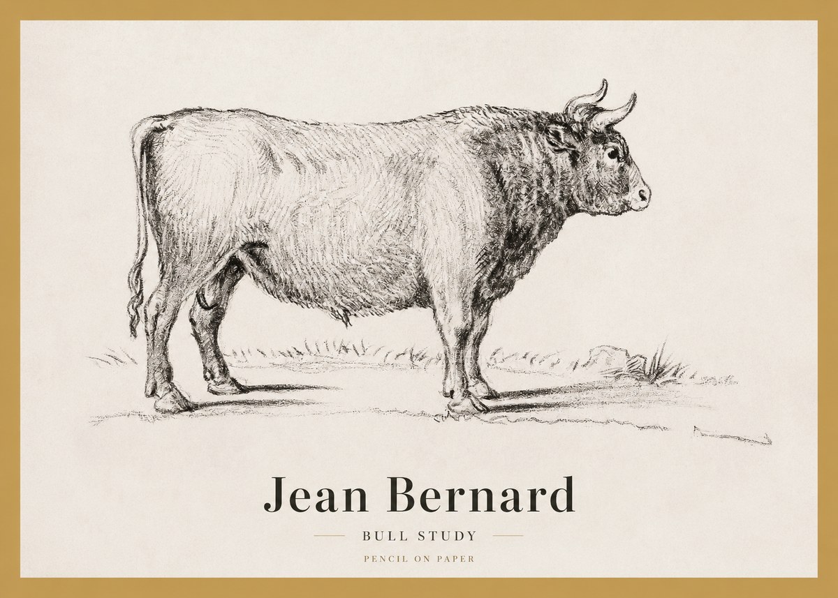 Jean Bernard Study of a Bull I No4 - Poster