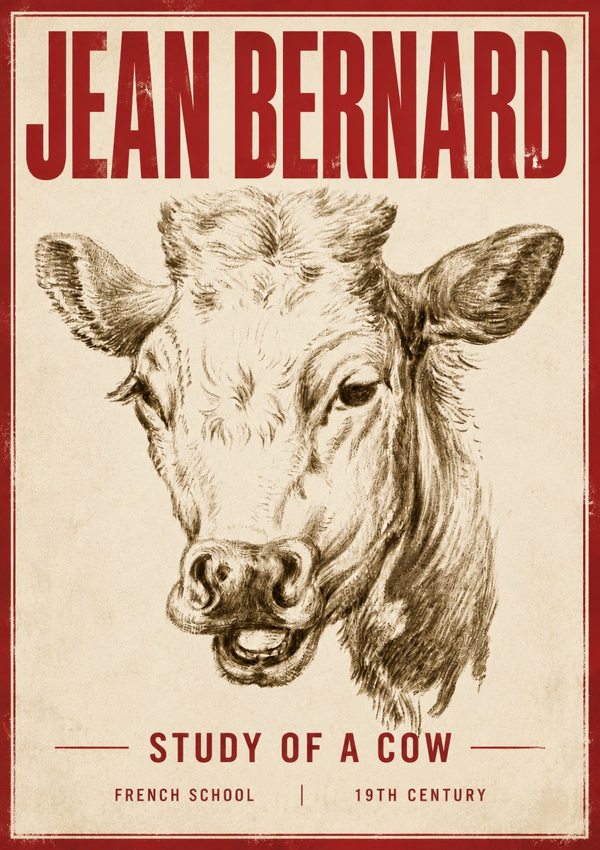 Jean Bernard Study of a Cow IV No5 - Poster