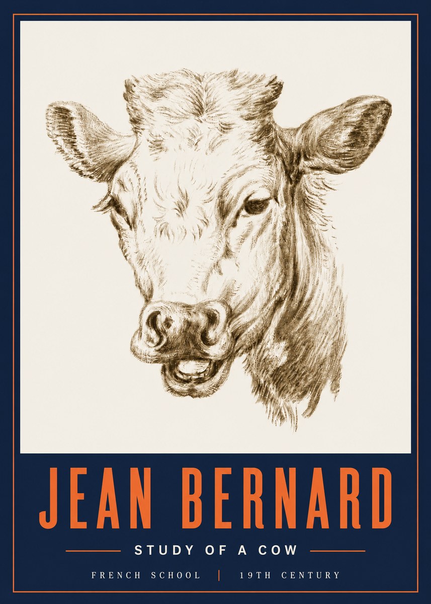 Jean Bernard Study of a Cow IV No6 - Poster