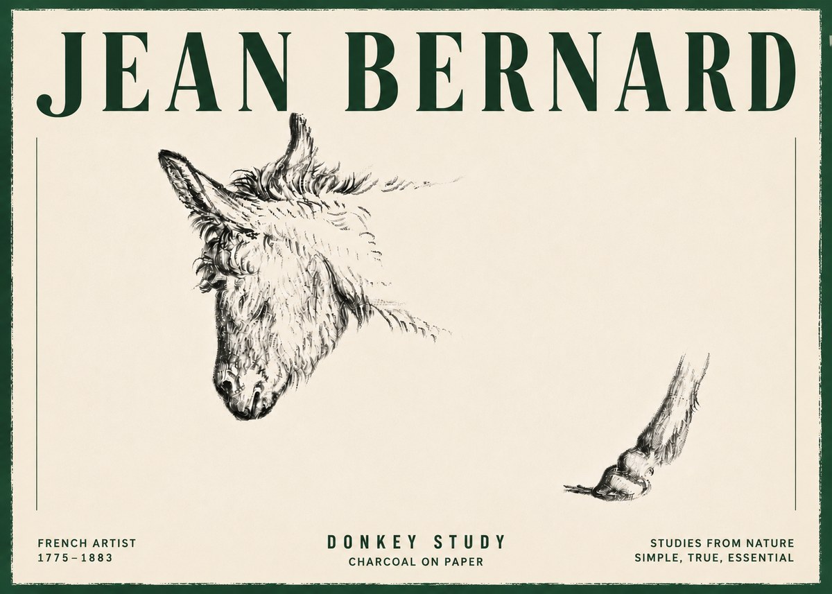 Jean Bernard Study of a Donkey II No6 - Poster