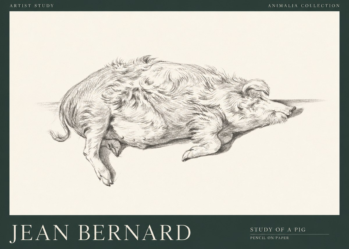Jean Bernard Study of a Pig I No1 - Poster
