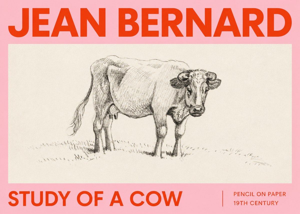 Jean Bernard Study of a Cow V No2 - Poster