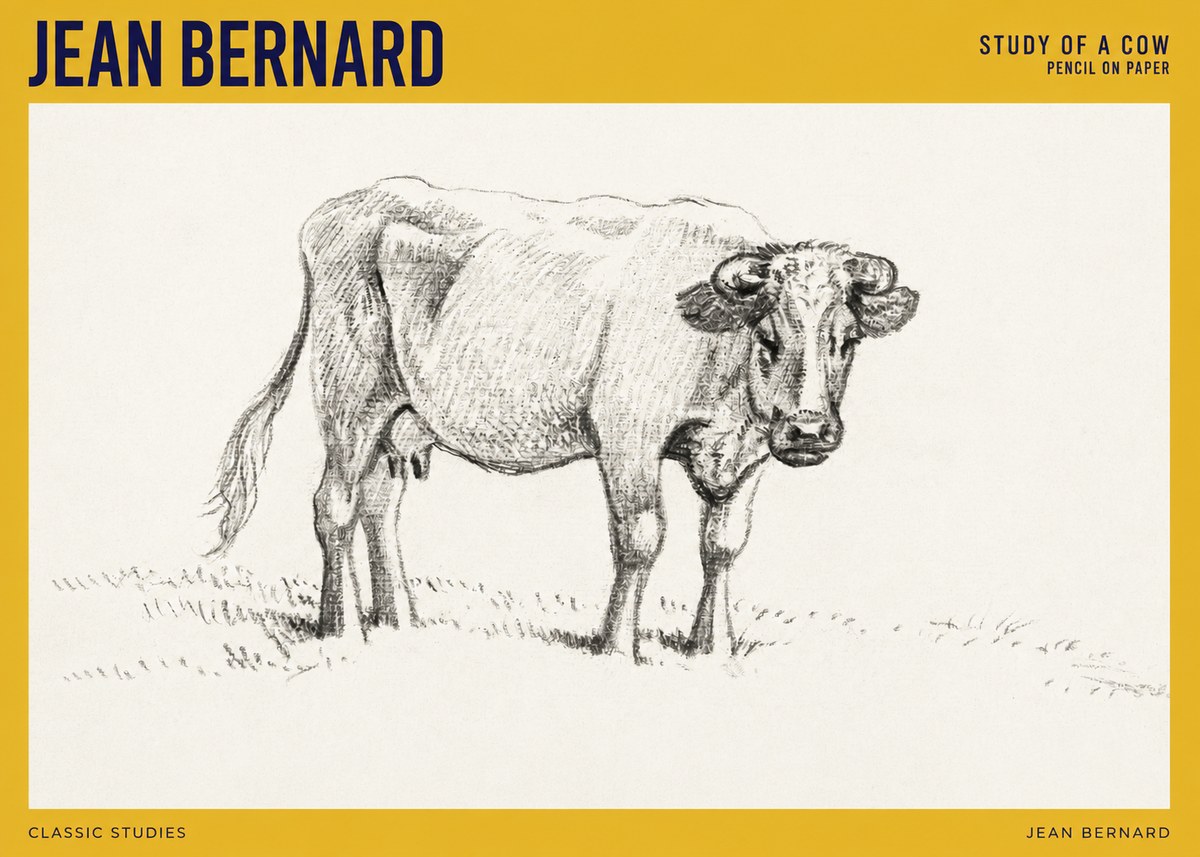 Jean Bernard Study of a Cow V No4 - Poster