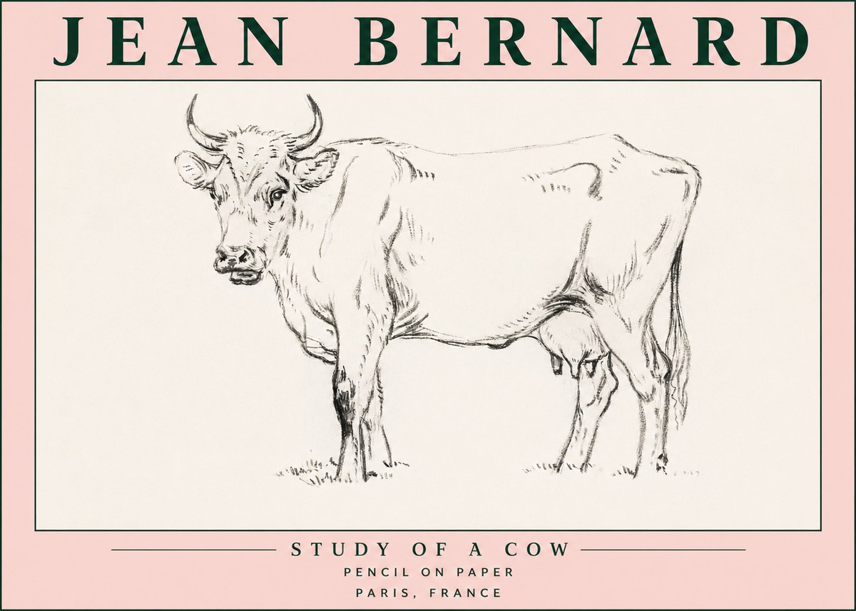Jean Bernard Study of a Cow VI No5 - Poster
