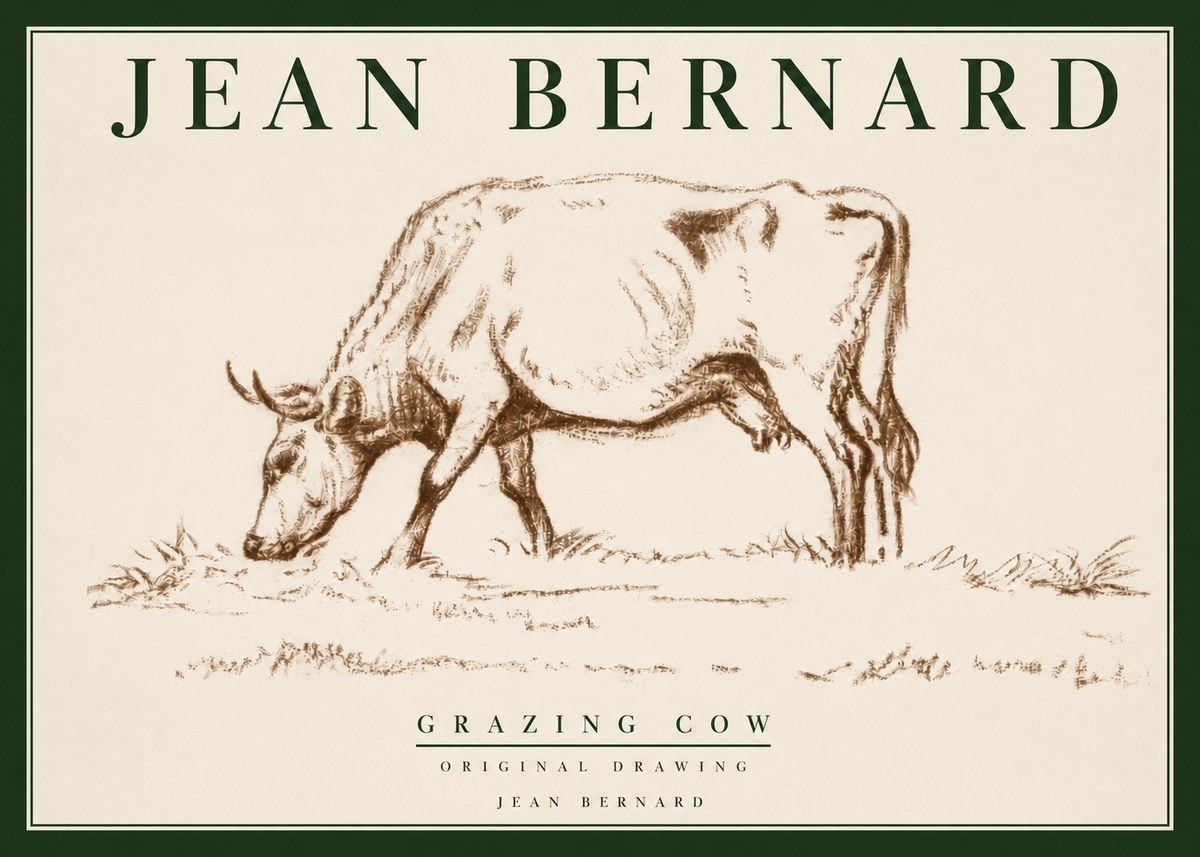 Jean Bernard Grazing Cow II No3 - Poster