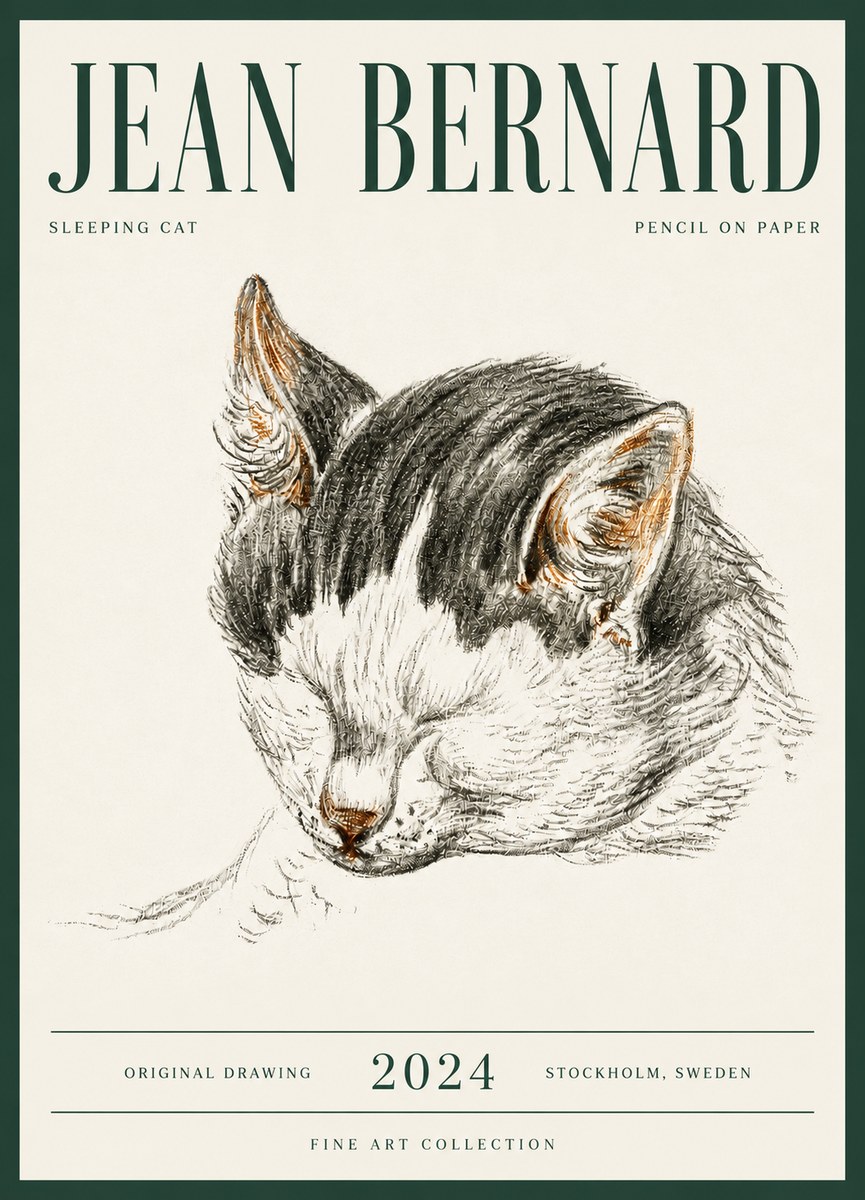 Jean Bernard Sleeping Cat V No6 - Poster