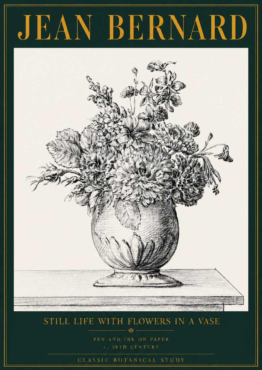 Jean Bernard Floral Composition in a Vase No4 - Poster