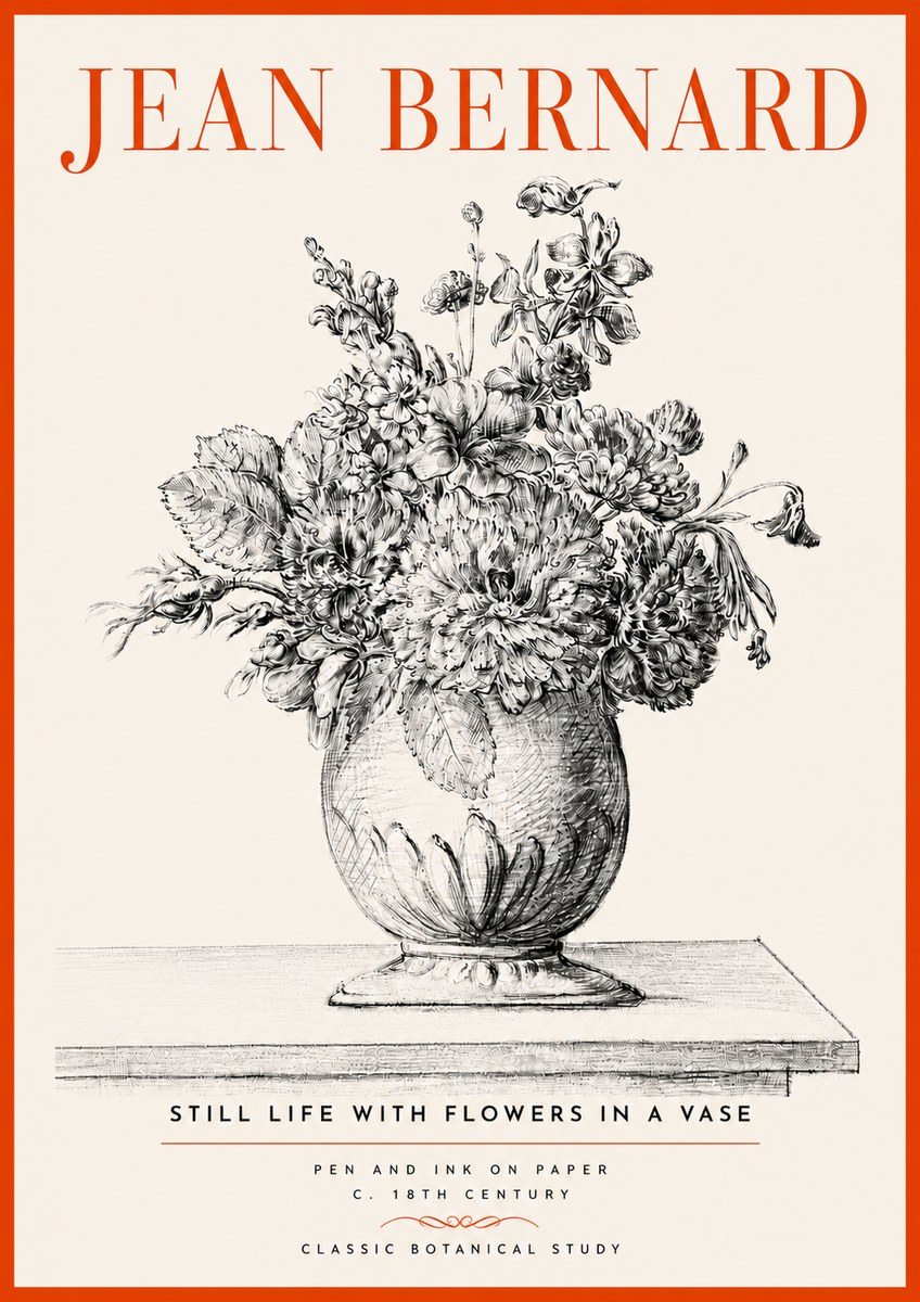 Jean Bernard Floral Composition in a Vase No5 - Poster