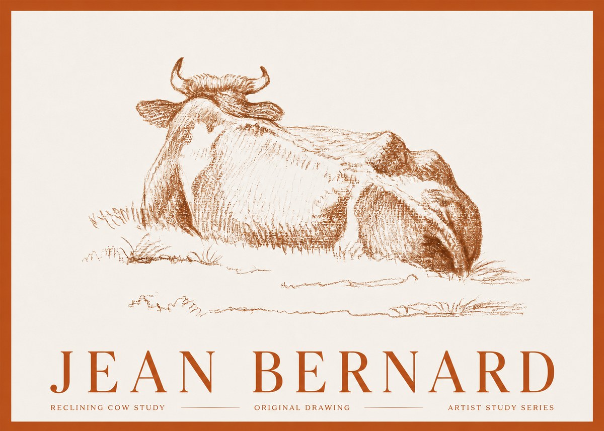 Jean Bernard Reclining Cow Study No3 - Poster